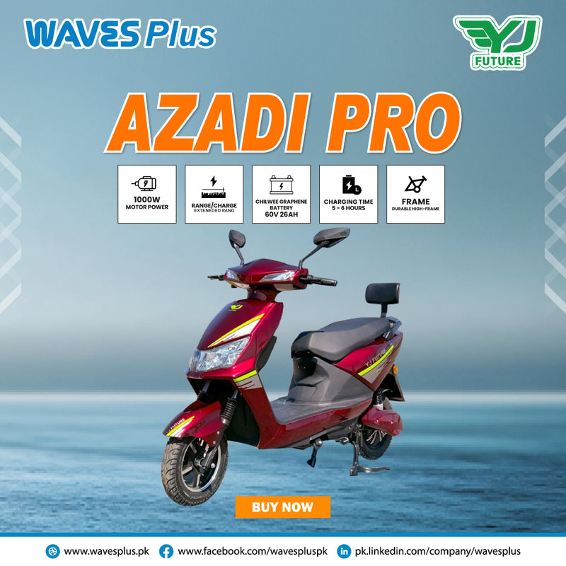 YJ FUTURE ELECTRIC SCOOTER AZADI PRO - RED (1000W) GRAPHENE BATTERY